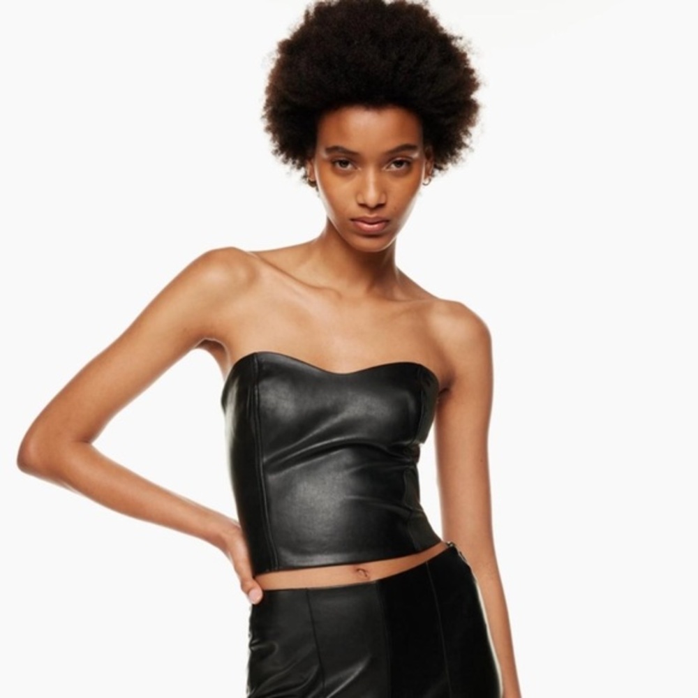 Aritzia Black Vegan Leather “Cindy” Bustier